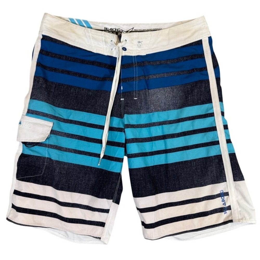 Billabong Mens Blue White Striped Recycler Series Board Shorts Size 34 M113NREV